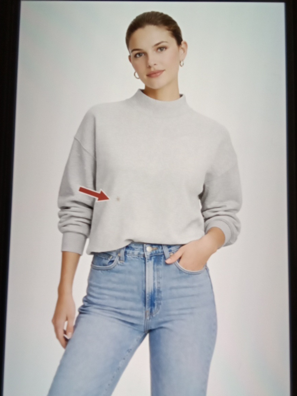 J Crew Heritage Terry Mockneck Sweatshirt Cropped Heather Gray Womens Small